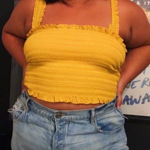 Yellow Scrunchie Crop Top F21